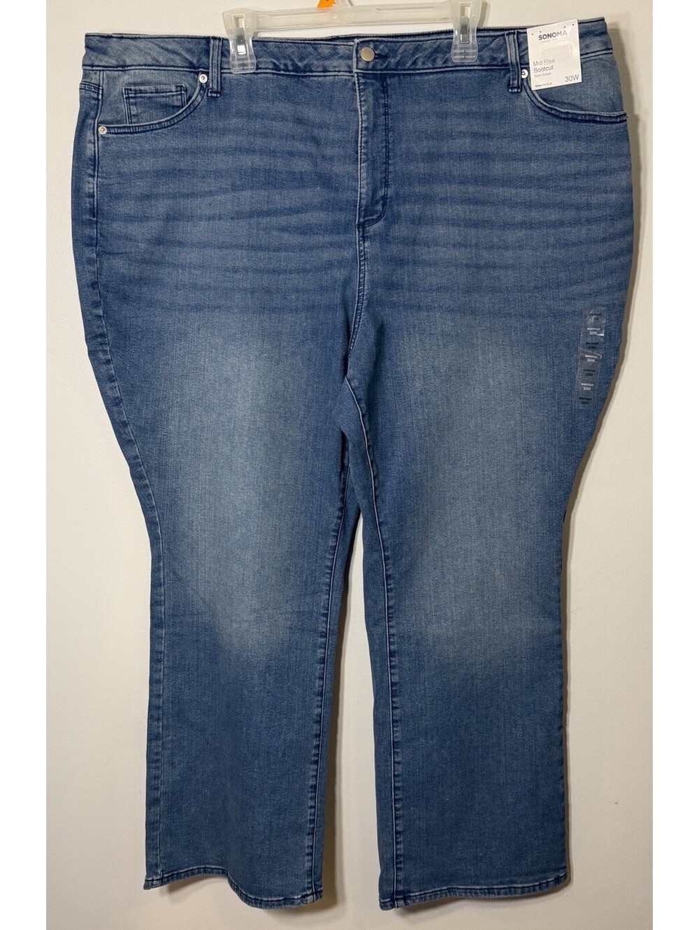Sonoma Mid Rise Bootcut Jeans Women’s Plus Size 30W Med Blue Stretch Denim New
